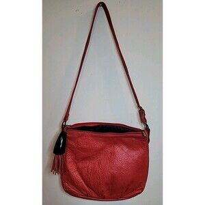 Red Leather Crossbody Marco Avane Soft Shoulder Bag Purse Fringe Tassel